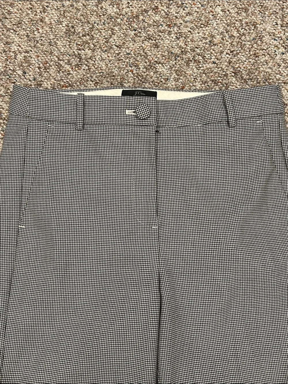J. Crew High Rise Cameron Tailored Straight-Leg Pants in Houndstooth